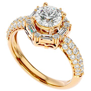 1 1/2Ct Diamond & Moissanite Accent Engagement Ring in 10k Gold