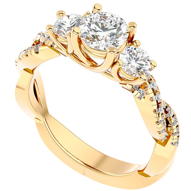 1 1/4Ct Diamond & Moissanite Accent Engagement Ring in 10k Gold