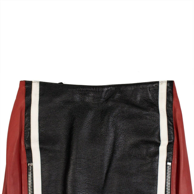ALEXANDER MCQUEEN Black Leather Block Color Mini Skirt