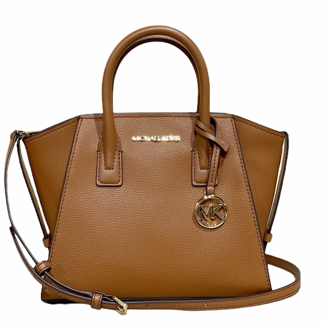 Michael Kors Avril Small Top Zip Black Pebbled Leather Satchel Crossbody Bag10