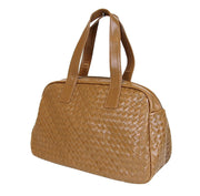 Bottega Veneta Women's Brown Leather Woven Dome Boston Bag 132380 2517