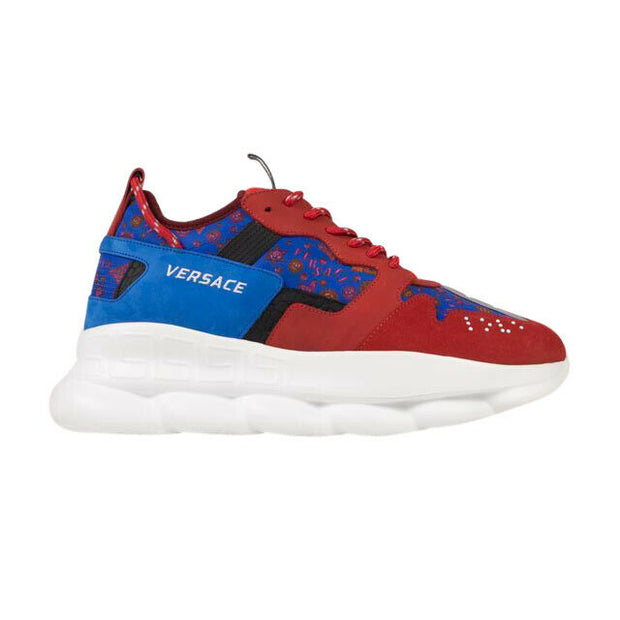 VERSACE Red/Blue 'Barocco' Chain Reaction Sneakers