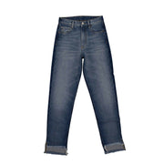 MARCELO BURLON Blue Denim Vintage Two-Tone Slim Jeans