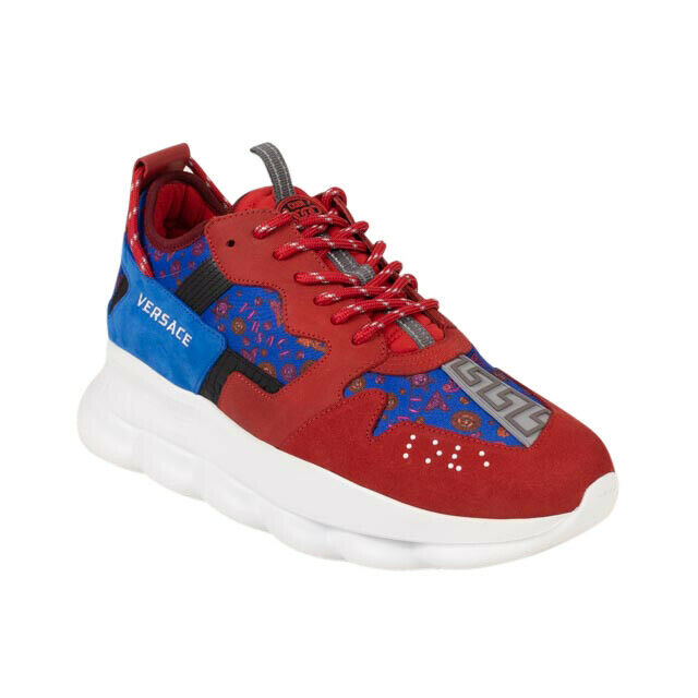 smøre Ride snigmord VERSACE Red/Blue 'Barocco' Chain Reaction Sneakers – Bluefly