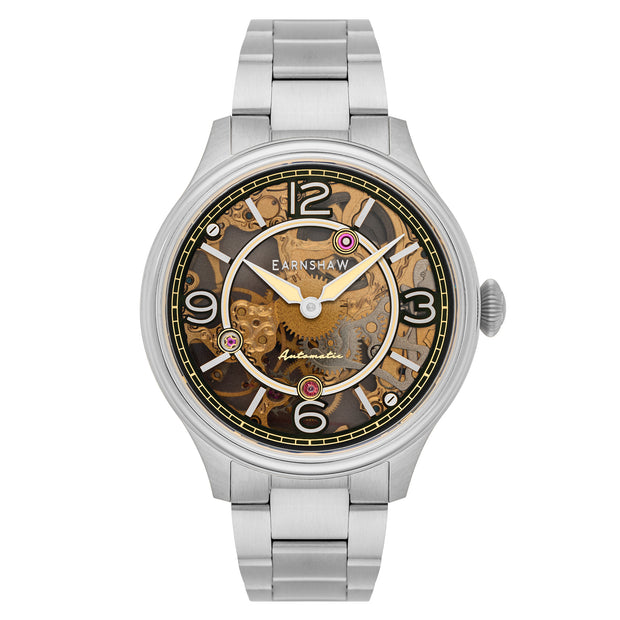 Thomas Earnshaw Men's ES-8231-11 Baron 43mm Black Stainless Steel Watch