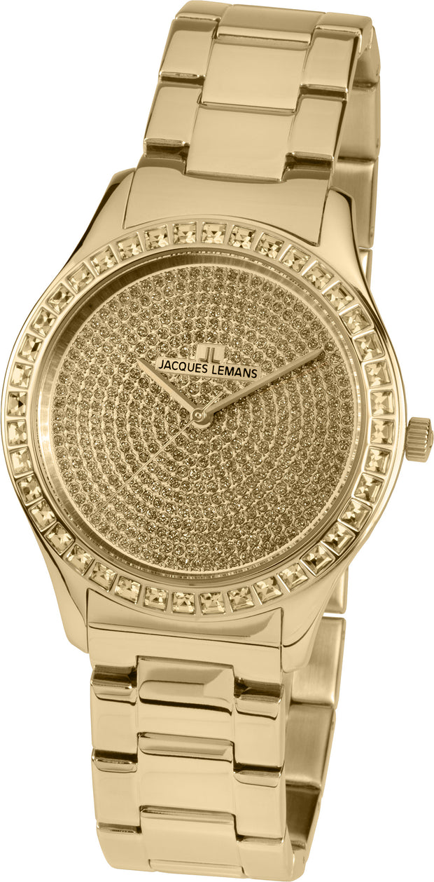 Jacques Lemans Woman's Rome 37mm Gold Dial Stainless Steel Watch