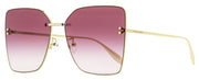 Alexander McQueen Square Sunglasses AM0342S 003 Gold 63mm
