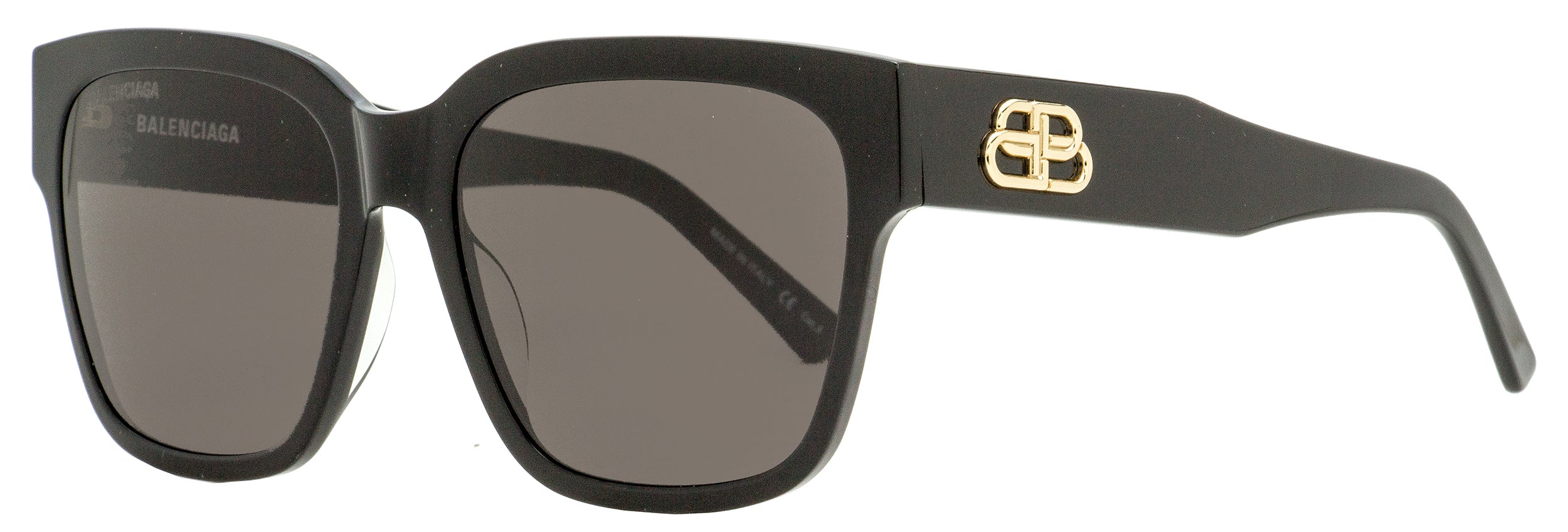 Balenciaga Square Sunglasses BB0056S 001 Black/Gold 55mm Black Gold