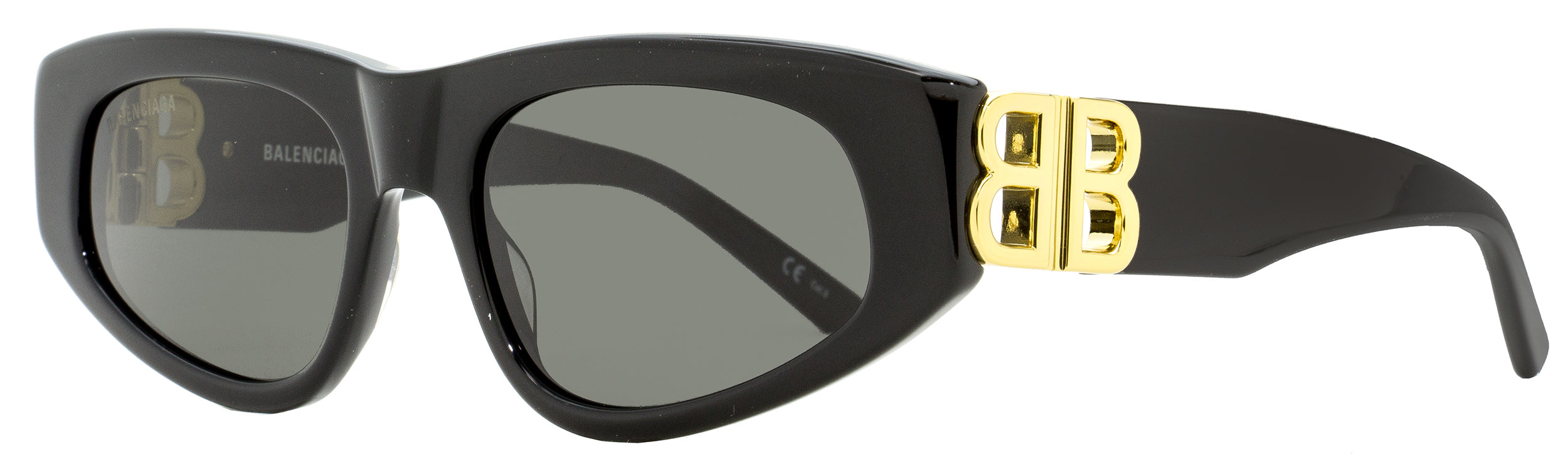 Balenciaga Cateye Sunglasses BB0095S 001 Black/Gold 53mm 0095 Black Gold