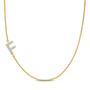 Lili & Blake "F" initial necklace in 14kt Yellow Gold