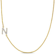 Lili & Blake "N" initial necklace in 14kt Yellow Gold