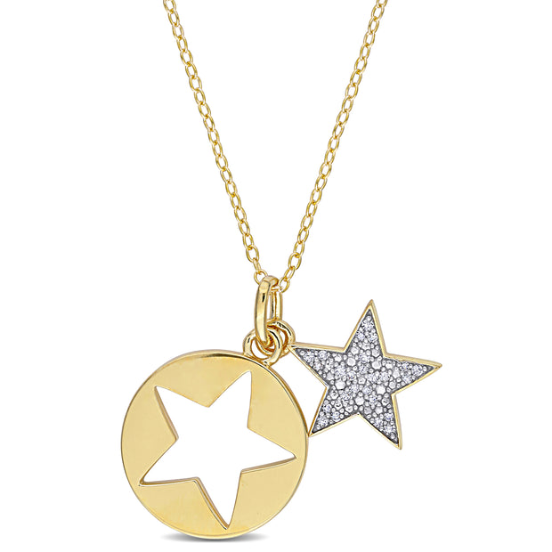 Lili & Blake Diamond Star Necklace in yellow Sterling Silver