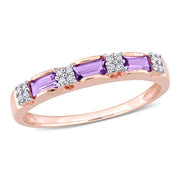Amethyst and Diamond Accent Eternity Ring in 10k Rose Gold