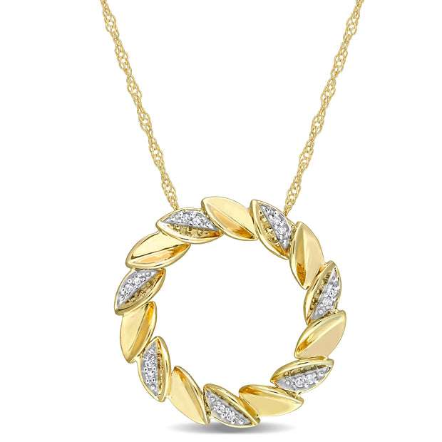 Diamond Fashion Pendant With Chain in 10k Yellow Gold