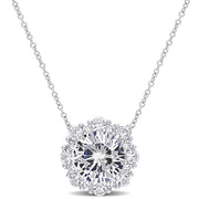 Created White Sapphire Fashion Pendant With Chain in 10k White Gold
