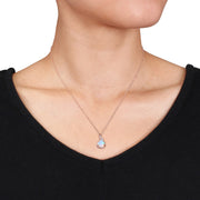 Diamond And Ethiopian Opal-Blue Fashion Pendant With Chain in 10k Rose Gold