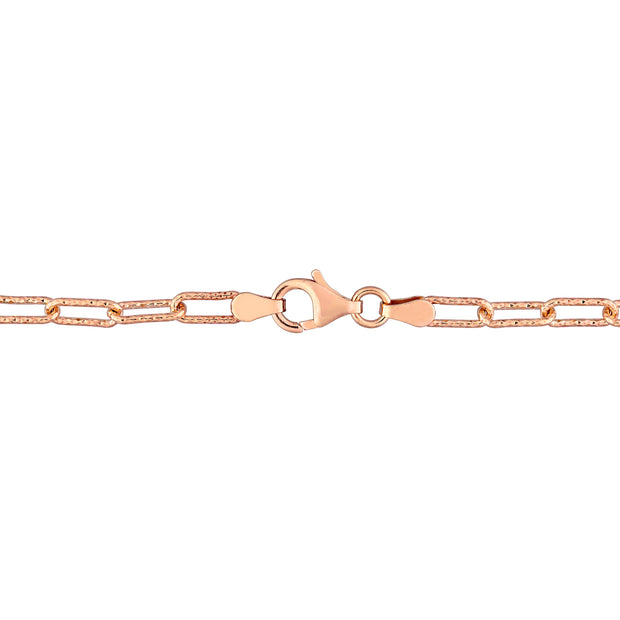 3.5 mm Fancy Paperclip Chain Bracelet in 18K Rose Gold Plated Sterling Silver