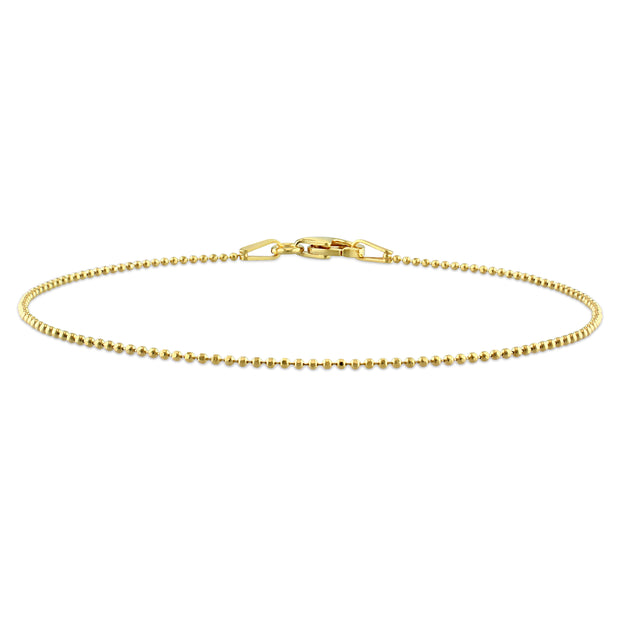 1 mm Ball Chain Bracelet in 18K Yellow Gold Plated Sterling Silver