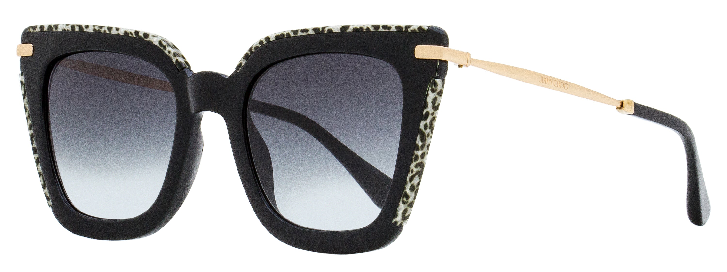 Jimmy Choo Square Ciara /G Sunglasses FP39O Black/Leopard 52mm Black Leopard