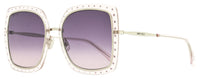 Jimmy Choo Square Sunglasses Dany/S KTSF7 Palladium/Lilac 56mm Palladium Lilac