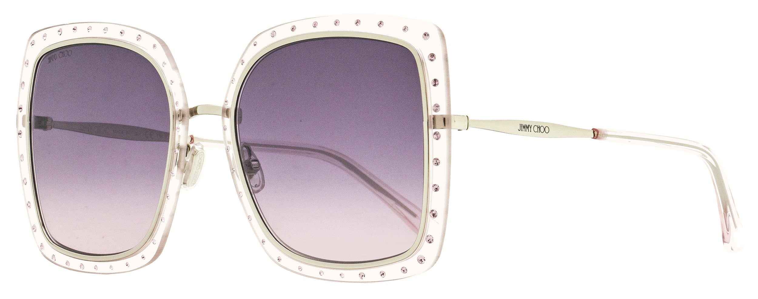Jimmy Choo Square Sunglasses Dany/S KTSF7 Palladium/Lilac 56mm Palladium Lilac
