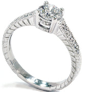 Vintage Diamond Engagement Ring 1 Carat 14K White Gold Round Brilliant Cut
