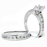 2 Carat Marquise Enhanced Diamond Engagement Wedding Ring Set White Gold 14k