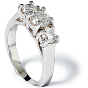 VS 1 3/8ct Three Stone Lab Created Diamond Engagement Ring 14K White Gold