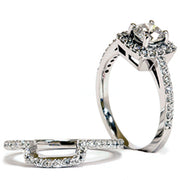 1 1/4Ct Diamond Cushion Halo Engagement Wedding Ring 10K White Gold Band