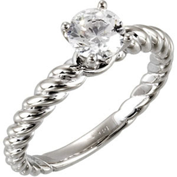 1/2ct Diamond Solitaire Rope Engagement Ring 14K Gold