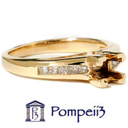 1/3ct Princess Cut Diamond Semi Mount Ring Solid 14K Yellow Gold