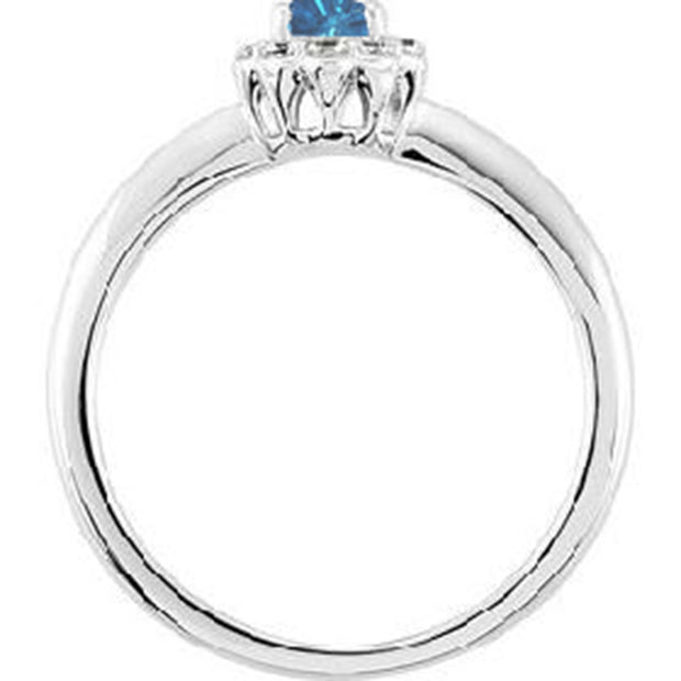 1/2Carat Treated Blue Diamond Halo Engagement Ring Vintage Antique White Gold
