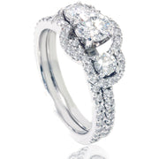 1 5/8ct Diamond Engagement Wedding Ring Set 14K White Gold