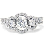 1 5/8ct Diamond Engagement Wedding Ring Set 14K White Gold