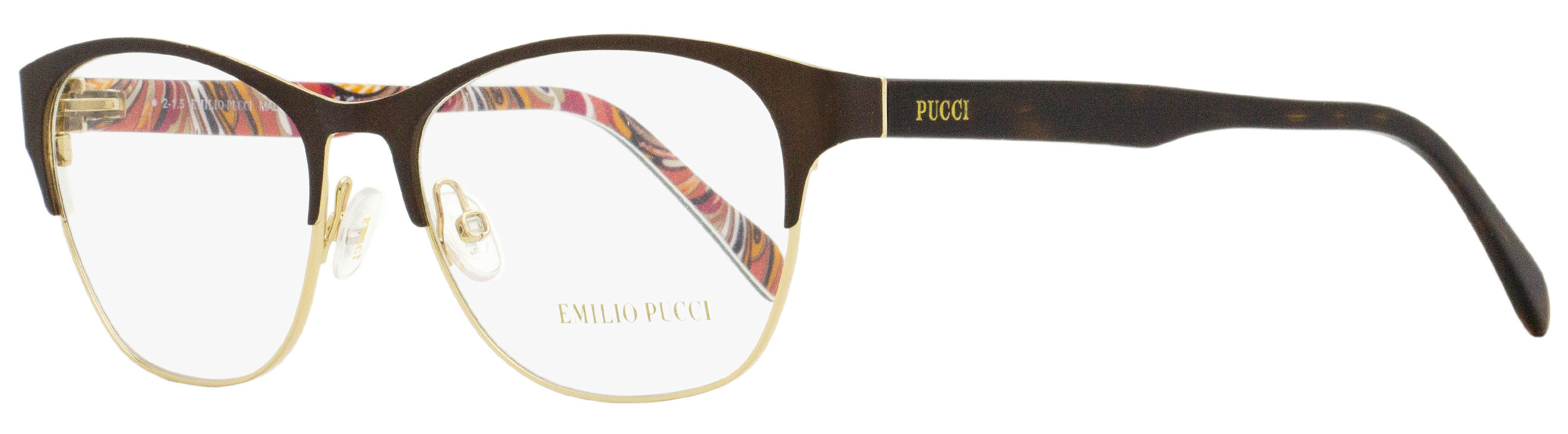 Emilio Pucci Oval Eyeglasses EP5029 048 Brown/Gold/Havana 53mm 5029 Brown Gold Havana