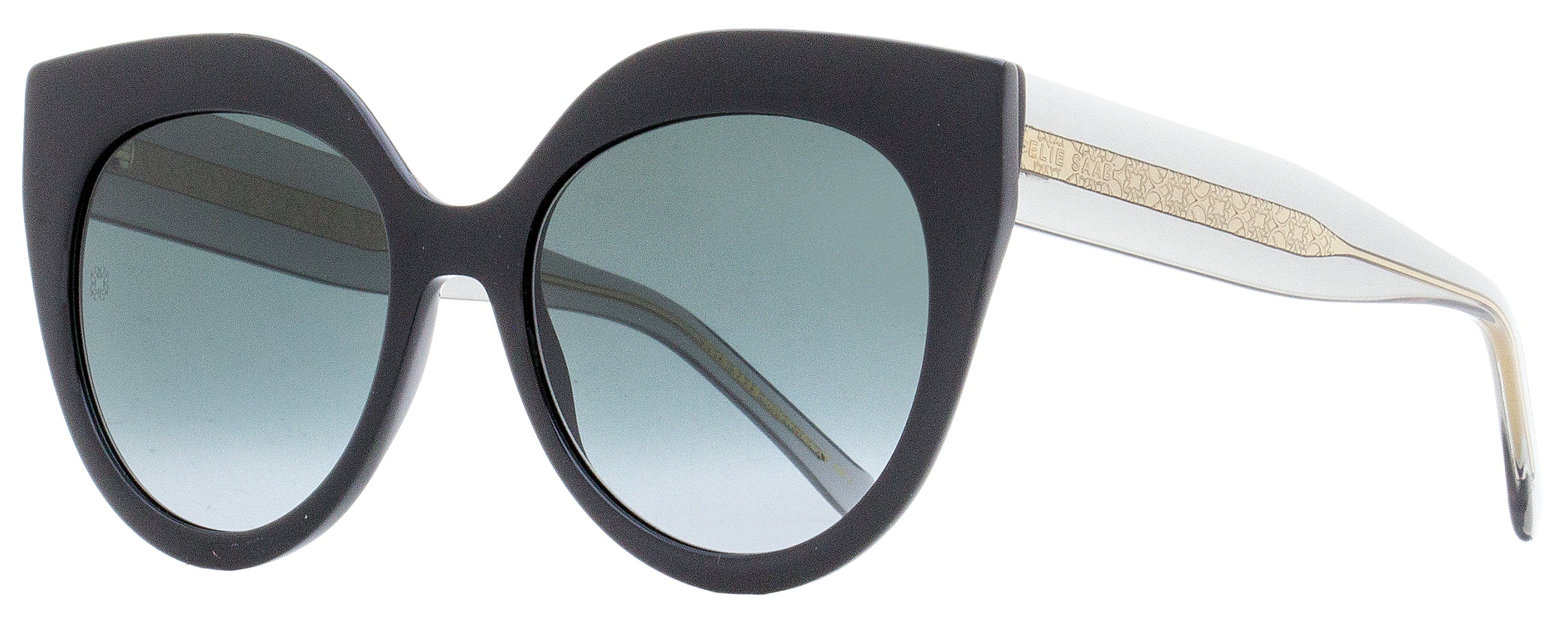 Elie Saab Cat Eye Sunglasses ES081/S 8079O Black/Transparent Gray 55mm Black Transparent Gray