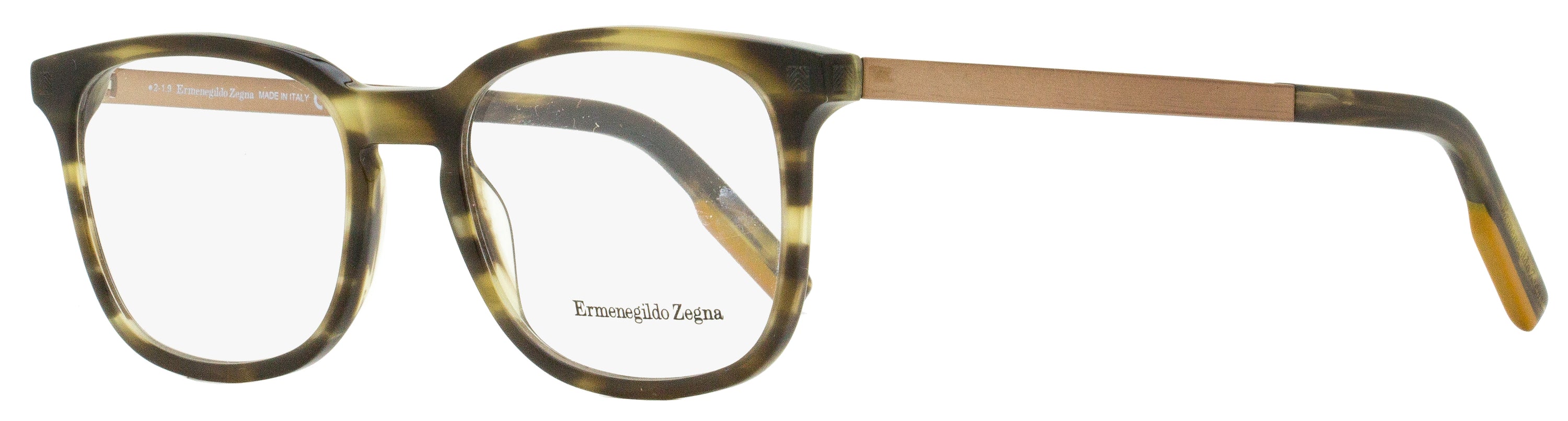 Ermenegildo Zegna Rectangular Eyeglasses EZ5143 055 Striped Brown/Bronze 53mm 5143 Striped Brown Bronze