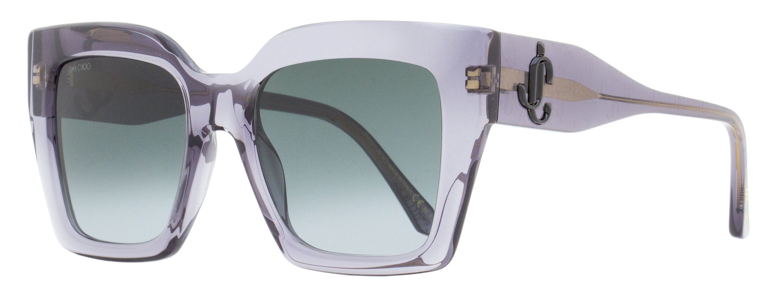 Jimmy Choo Square Eleni /G/N Sunglasses R6S9O Transparent Gray 53mm Transparent Gray