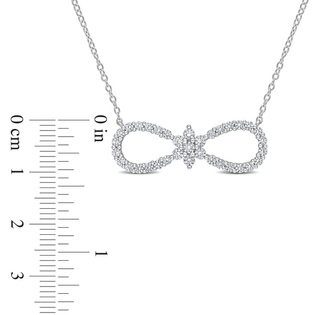 1 1/4 CT TGW Created White Sapphire Fashion Pendant With Chain Silver