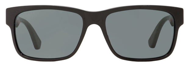 Gucci Rectangular Sunglasses GG0340S 006 Black/Green/Red 58mm 340