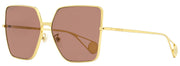 Gucci Square Sunglasses GG0436S 001 Gold 61mm 436