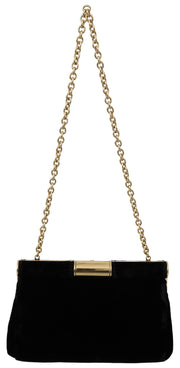 Dolce & Gabbana Black Velvet Crystal Studs Women Crossbody Sling Borse Women's Bag