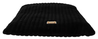 Dolce & Gabbana Black Velvet Quilt Drawstring Logo Plaque Pouch Women's Bag