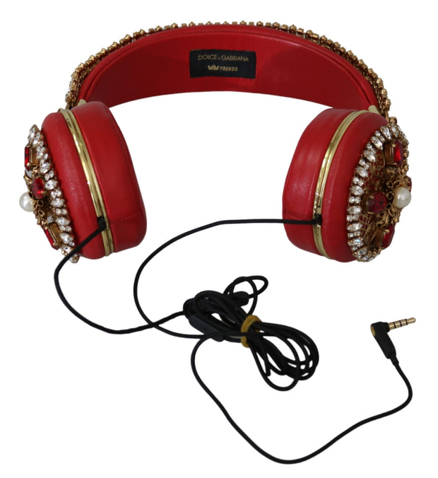Dolce & Gabbana FRENDS Leather Red Floral Crystal Headset Women's Headphones