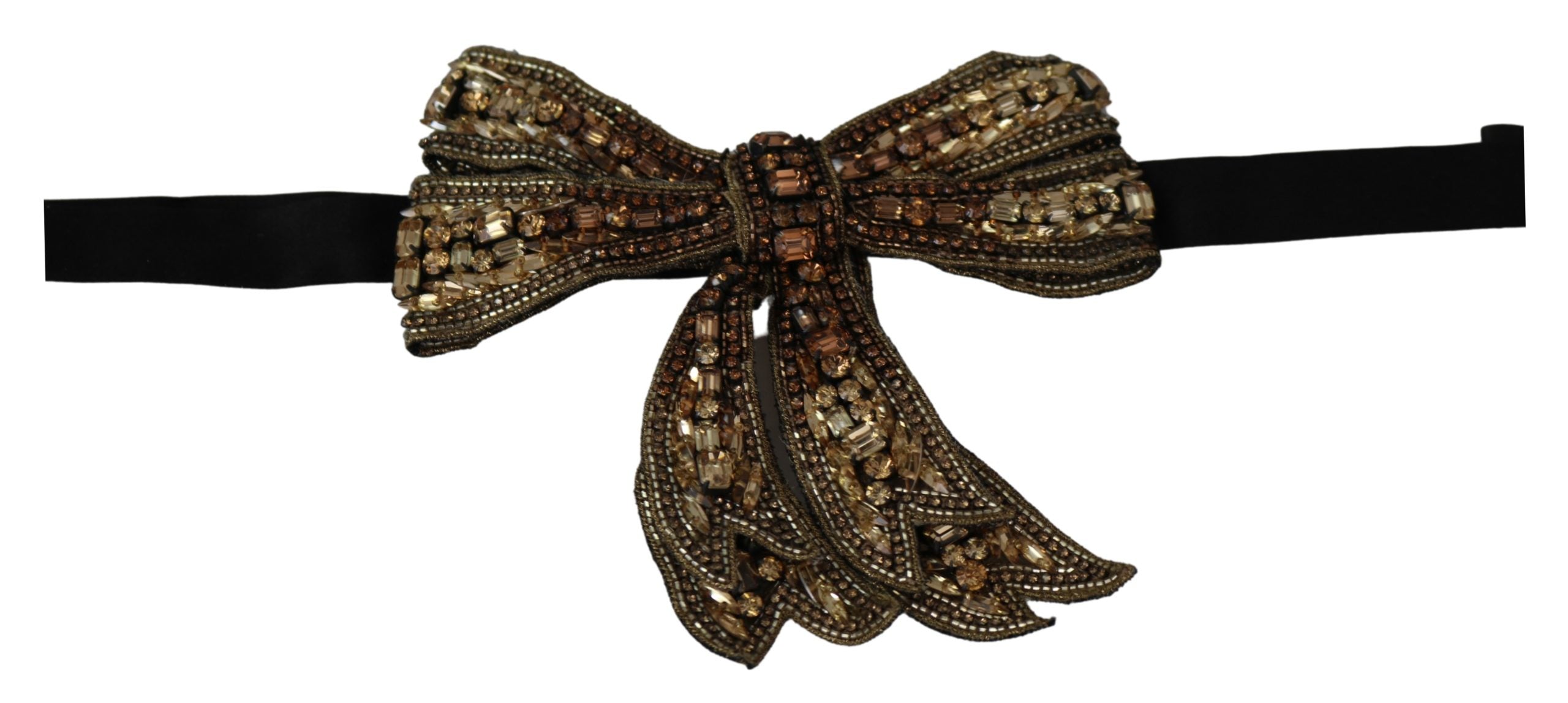 Dolce & Gabbana Gold Tone Silk Rhinestone Embellished Women Women's Bowtie3