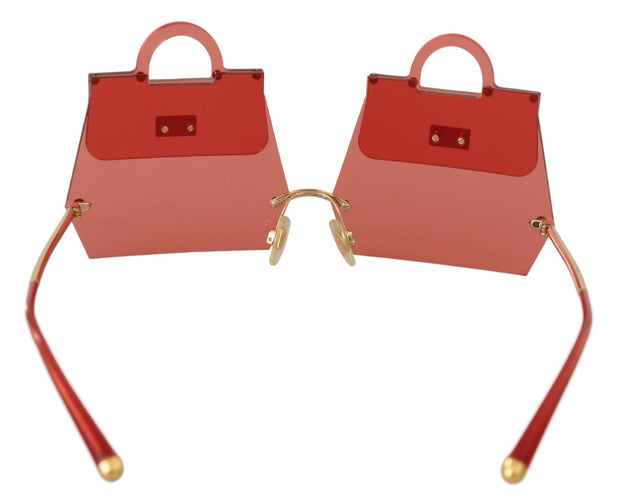 Dolce & Gabbana Transparent Red Gold Metal SICILY BAG Transparent Women's Sunglasses