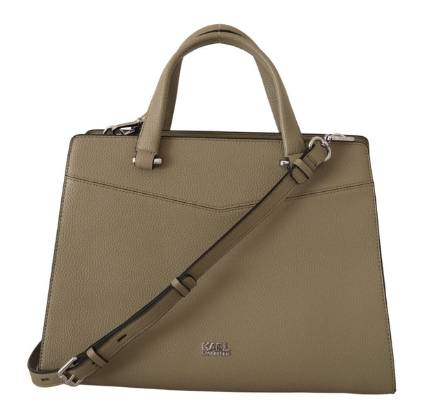 Karl Lagerfeld Sage Green Leather Tote Women's Bag