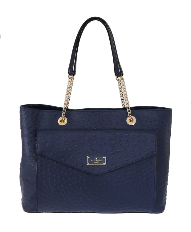 Kate Spade Blue Leather Halsey la vita Ostrich Women's Handbag