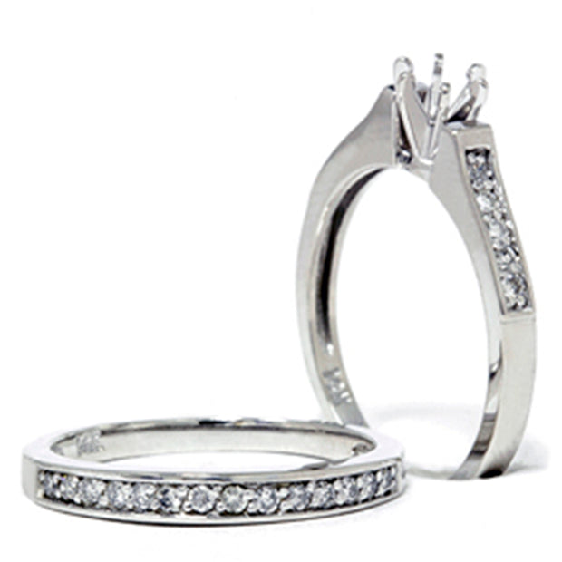Diamond Engagement Mount Matching 14K Wedding Ring Set