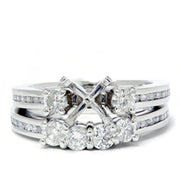 1 1/4ct Diamond Engagement Wedding Ring 14K White Gold Ring Set